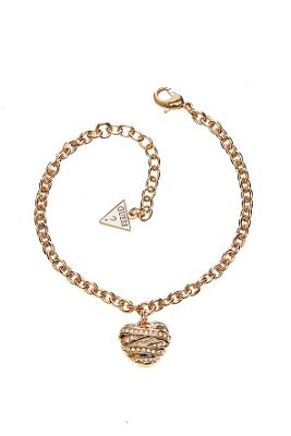 Guess Gold plated bracelet with a 3-D heart shaped pendant